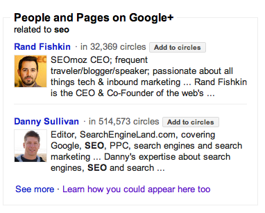 People and Pages on Google Plus