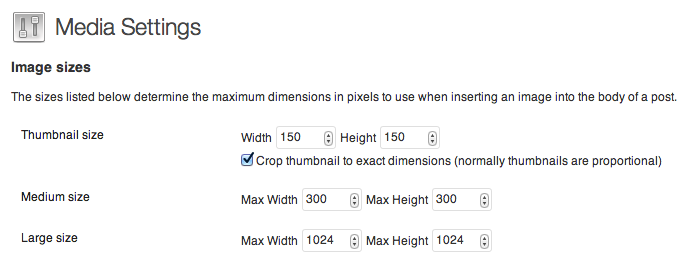 WordPress Media Settings