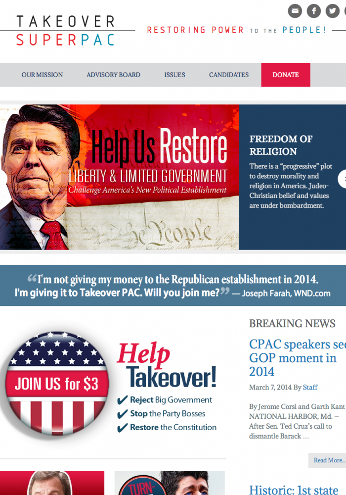 Design and development for Takeover Super PAC