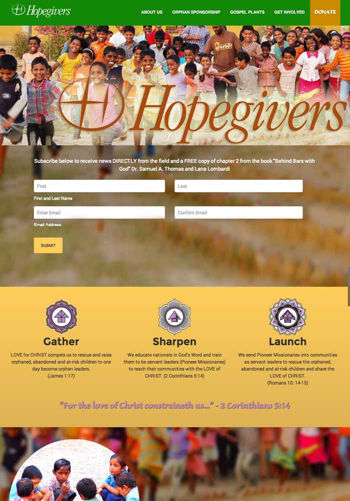 Hopegivers International website design