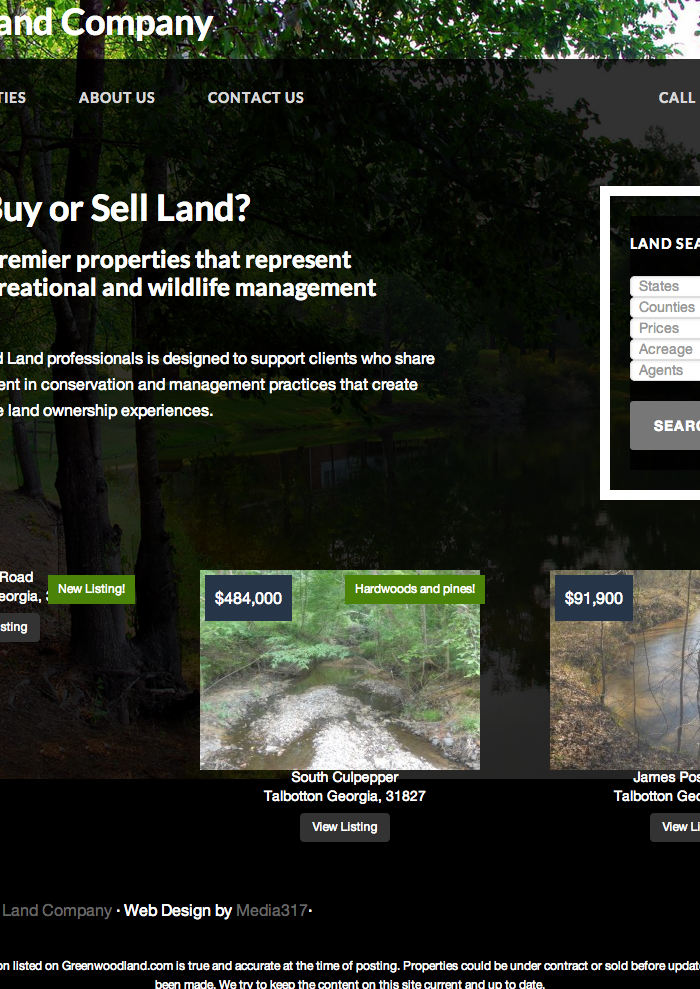 Greenwood Land Company Website design
