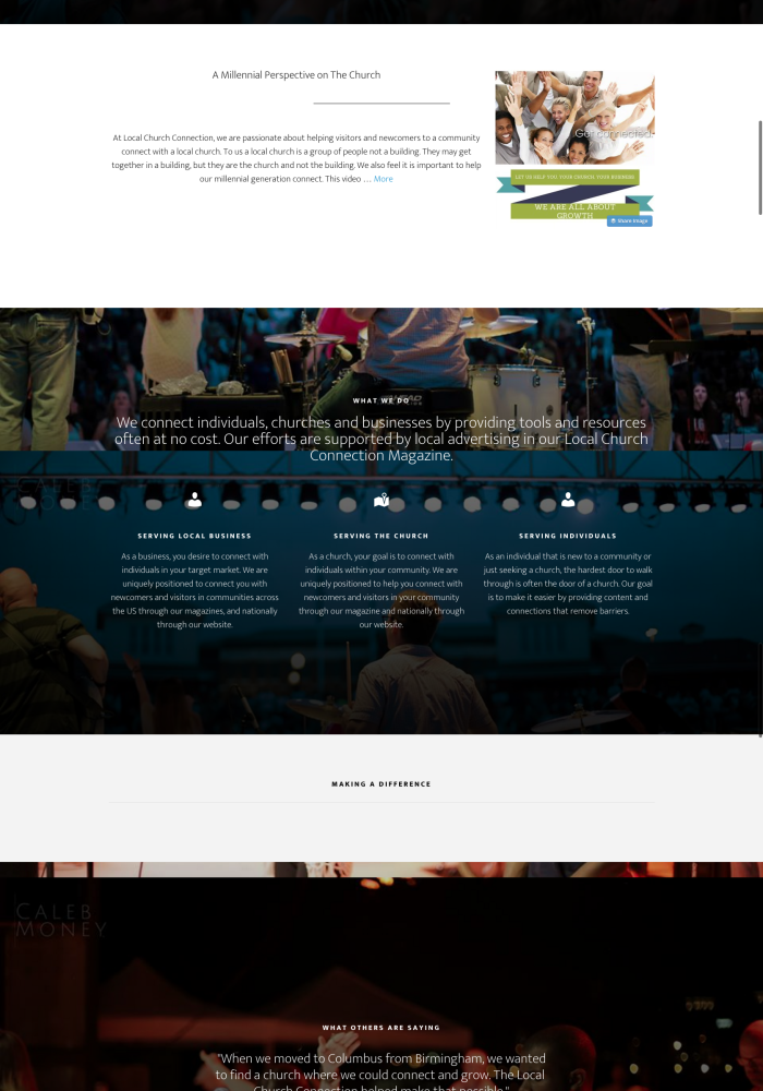 local church connection website development